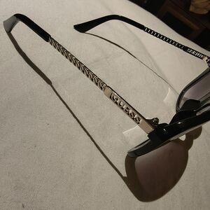 Guess Women's Black and Silver Sunglasses